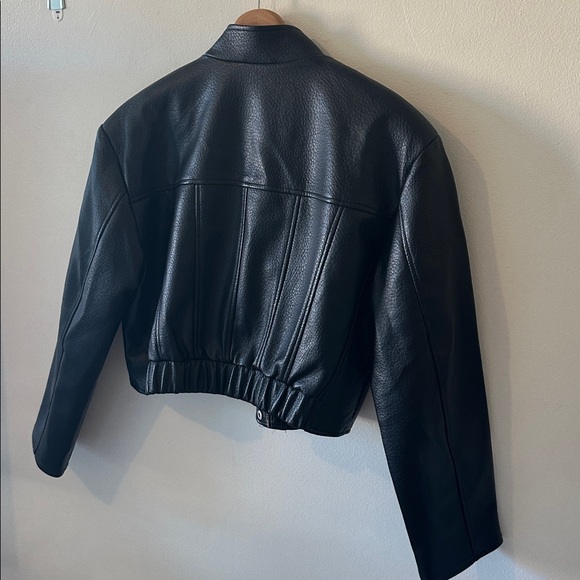 Avec Les Filles Black Cropped Vegan Leather Jacket - Size XL - Picture 13 of 13